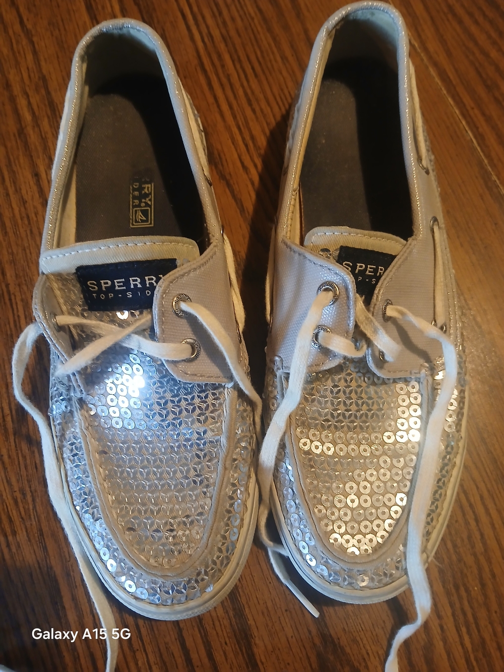 Sperry Silver Sequin Boat Shoes - Women's